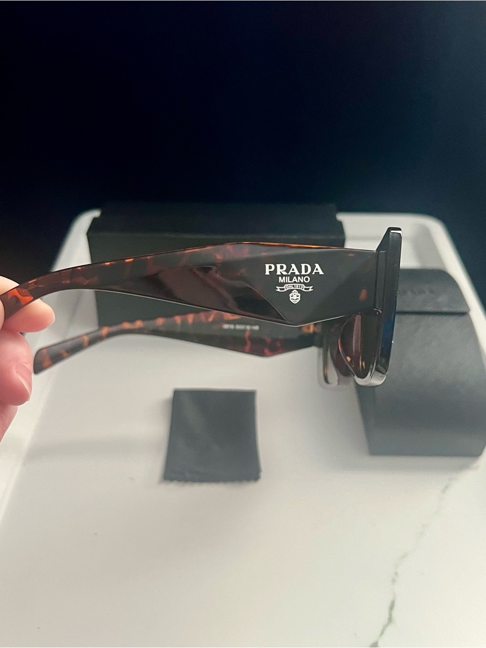 PRADA Sunglasses Symbole Large Geometric Acetate Honey Havana Tortoise EUC - Picture 2 of 6